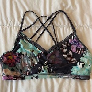 Calia Floral Purple Exercise Bra - Size XL